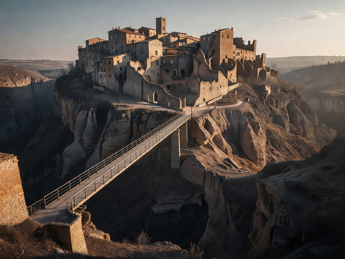 Civita di Bagnoregio the dying city connected by walking bridge