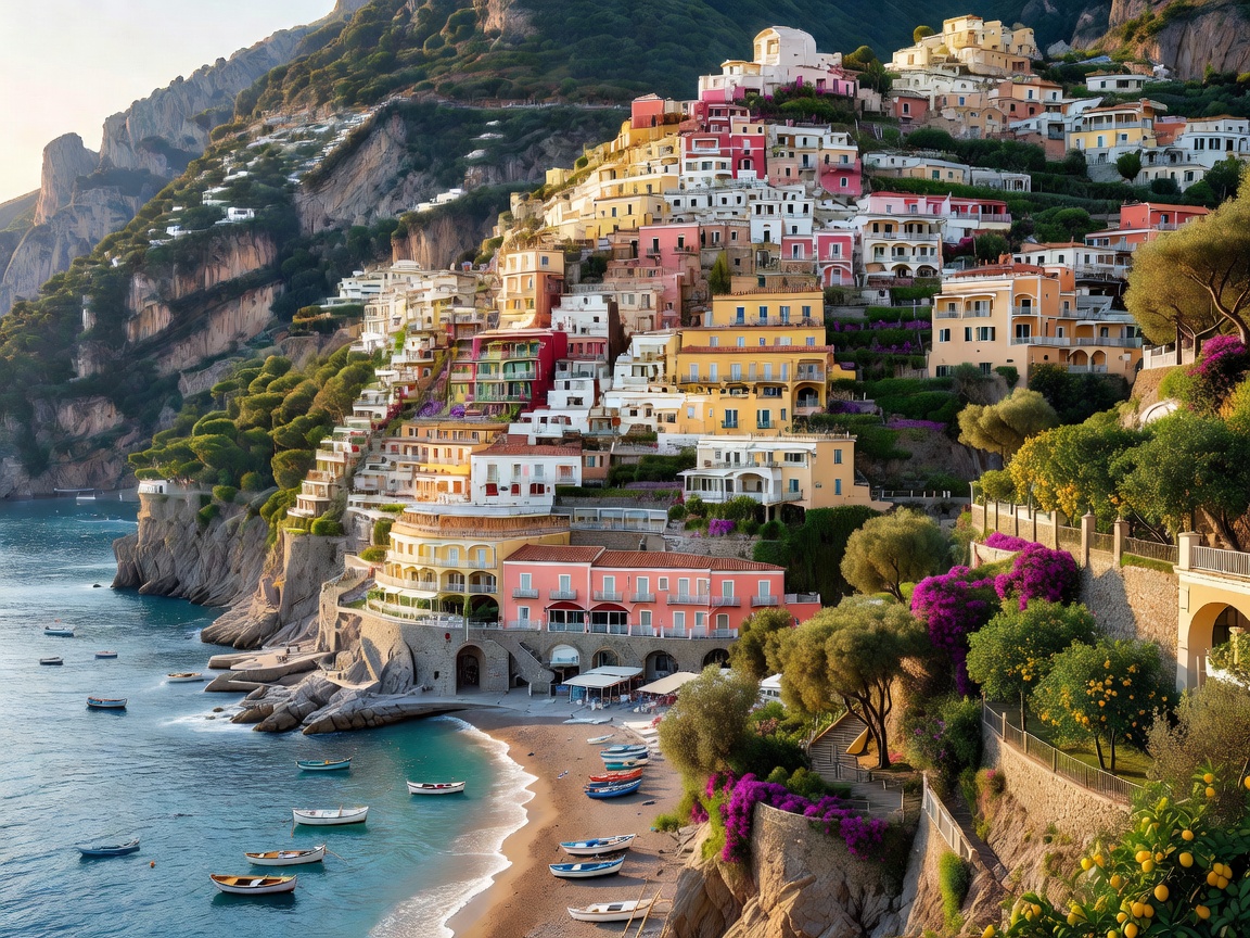 Positano cliffside colorful houses on Amalfi coast