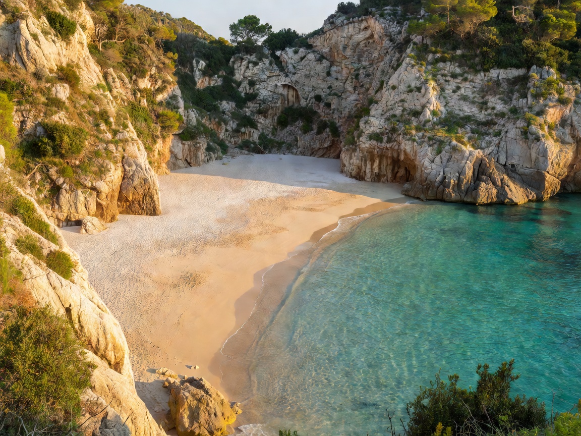 Secluded beach cove along the Cilento coastline south of Amalfi